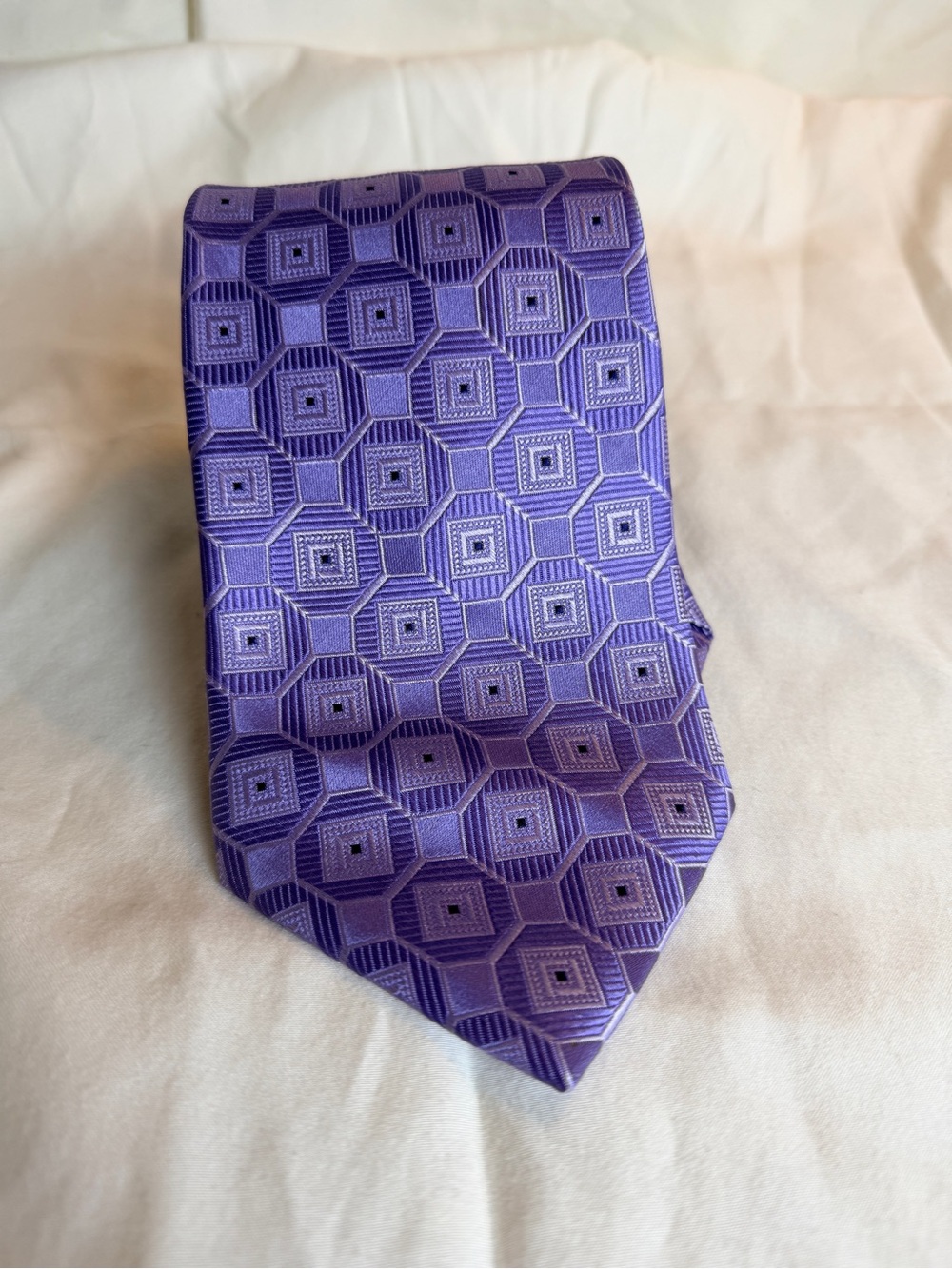 Pronto Uomo Purple Geometric Silk Tie